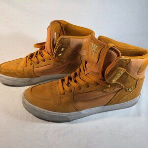Supra Vaider Shoes Mens Size 9.5 Orange Suede High Top Skate Sneakers Casual